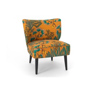 Fauteuil rétro crapaud en velours à motifs AMAZONIE - HELLIN