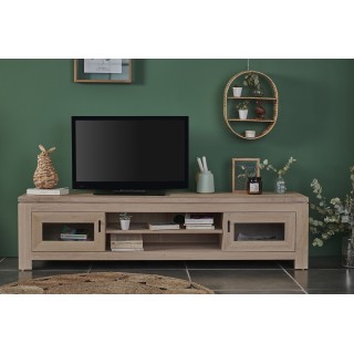 Meuble TV bas moderne en chêne blanchi L180 BOSTON - HELLIN