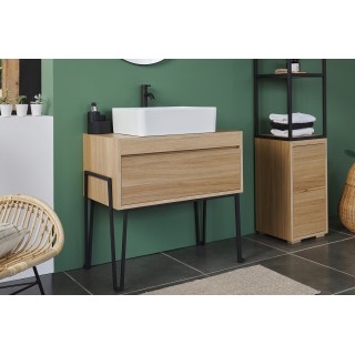 Meuble sous vasque en bois et métal Brighton / 80 centimètres