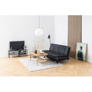 Table basse scandinave rectangulaire en bois massif avec rangement - ELEA