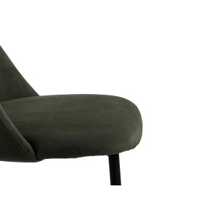 Chaises de salle à manger en velours côtelé et pieds métal noir (lot de 4) ALINE - HELLIN