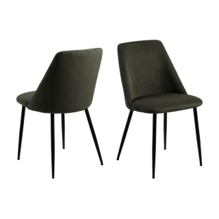 Chaises de salle à manger en velours côtelé et pieds métal noir (lot de 4) ALINE - HELLIN