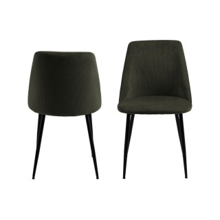 Chaises de salle à manger en velours côtelé et pieds métal noir (lot de 4) ALINE - HELLIN