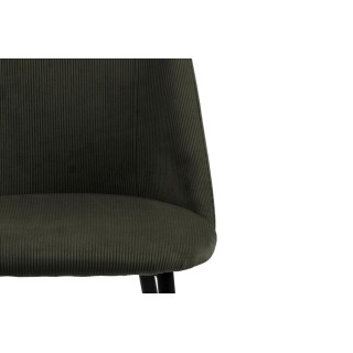 Chaises de salle à manger en velours côtelé et pieds métal noir (lot de 4) ALINE - HELLIN