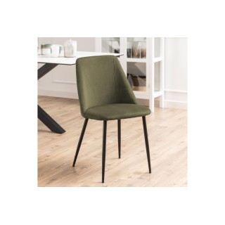 Chaises de salle à manger en velours côtelé et pieds métal noir (lot de 4) ALINE - HELLIN