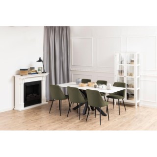 Chaises de salle à manger en velours côtelé et pieds métal noir (lot de 4) ALINE - HELLIN