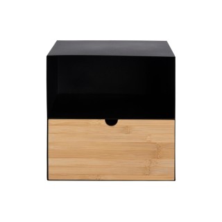 Chevet suspendu cube en métal et bambou 1 tiroir 1 niche JANIE - HELLIN