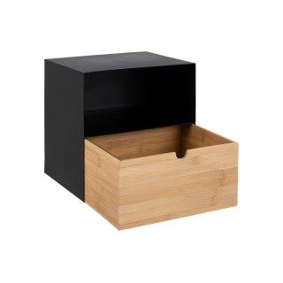 Chevet suspendu cube en métal et bambou 1 tiroir 1 niche JANIE - HELLIN