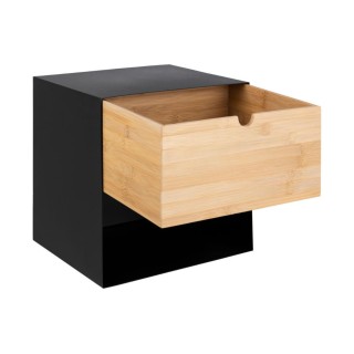 Chevet suspendu cube en métal et bambou 1 tiroir 1 niche JANIE - HELLIN