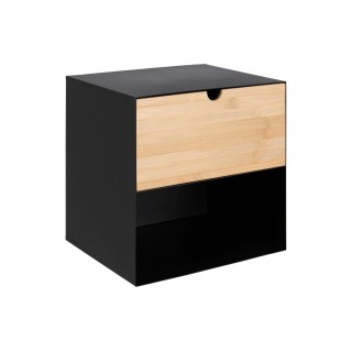 Chevet suspendu cube en métal et bambou 1 tiroir 1 niche JANIE - HELLIN