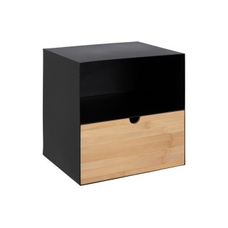 Chevet suspendu cube en métal et bambou 1 tiroir 1 niche JANIE - HELLIN
