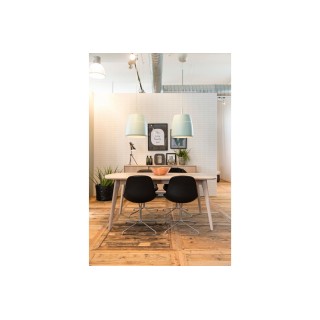 Table à manger ovale en bois blanchi avec 2 allonges L180/270 MARTINE - HELLIN