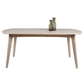 Table à manger ovale en bois blanchi avec 2 allonges L180/270 MARTINE - HELLIN