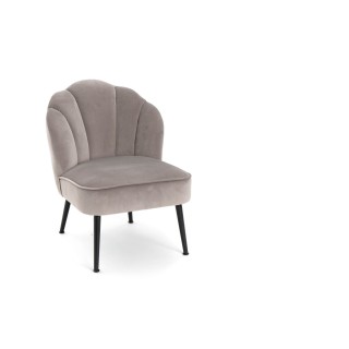 fauteuil en velours gris en forme de fleur