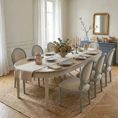 Table extensible en bois massif pouvant accueillir jusqu'à 14 personnes