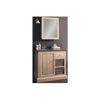 Meuble simple vasque : bois, pierre bleue et céramique | Hellin