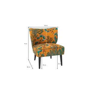 Fauteuil rétro crapaud en velours à motifs AMAZONIE - HELLIN