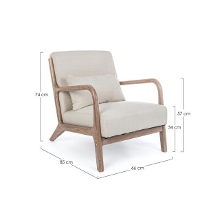 Fauteuil Vintage en lin avec accoudoirs bois  - HELLIN