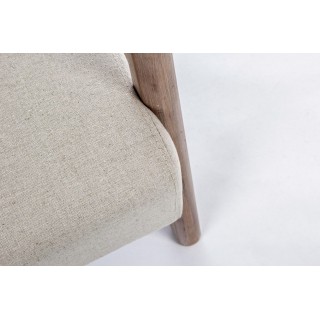 Fauteuil Vintage en lin avec accoudoirs bois  - HELLIN