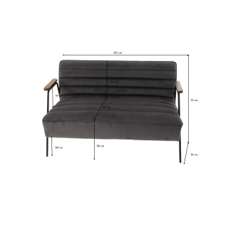 Canapé 2 places relax et chic en velours et métal LISBOA - HELLIN