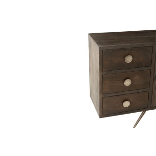 Buffet bas ethnique en bois de manguier 2 portes et 6 tiroirs PADANG - HELLIN