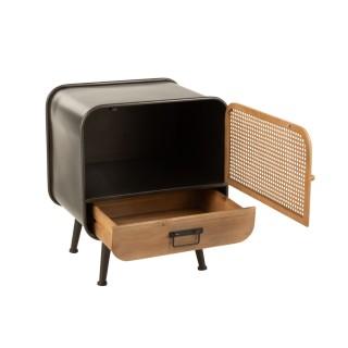 Table de nuit industriel en métal 1 porte et 1 tiroir DETROIT - HELLIN