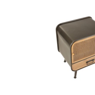 Table de nuit industriel en métal 1 porte et 1 tiroir DETROIT - HELLIN