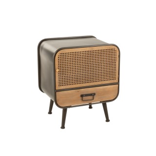 Table de nuit industriel en métal 1 porte et 1 tiroir DETROIT - HELLIN