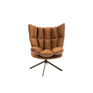 Fauteuil de relaxation en tissu/simili et piétement métal noir - FENIX