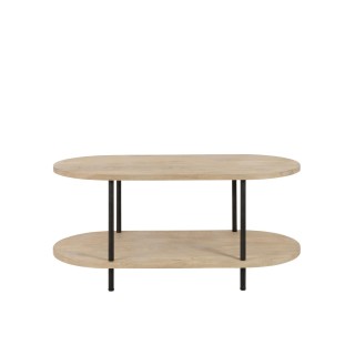 Table basse ovale en bois de manguier à double plateau et piétement en métal - SALI