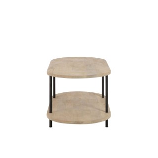 Table basse ovale en bois de manguier à double plateau et piétement en métal - SALI