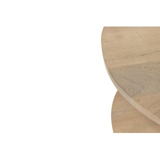 Table basse ovale en bois de manguier à double plateau et piétement en métal - SALI