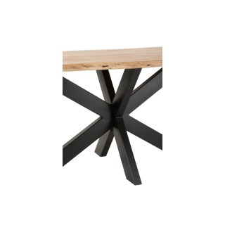 Table de salle à manger rectangulaire en bois d'acacia massif et métal noir L180 EDGAR - HELLIN
