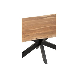 Table de salle à manger rectangulaire en bois d'acacia massif et métal noir L180 EDGAR - HELLIN