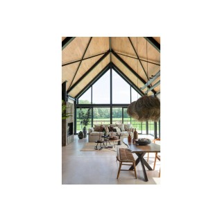 Table de salle à manger rectangulaire en bois d'acacia massif et métal noir L180 EDGAR - HELLIN