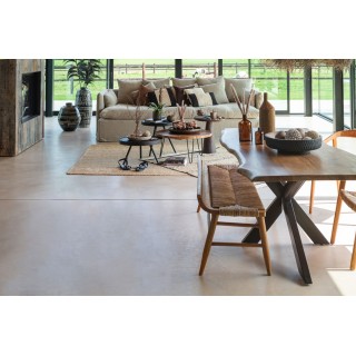 Table de salle à manger rectangulaire en bois d'acacia massif et métal noir L180 EDGAR - HELLIN