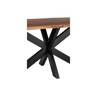 Table de salle à manger rectangulaire en bois d'acacia massif et métal noir L180 EDGAR - HELLIN