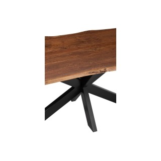 Table de salle à manger rectangulaire en bois d'acacia massif et métal noir L180 EDGAR - HELLIN