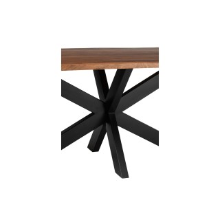 Table de salle à manger rectangulaire en bois d'acacia massif et métal noir L200 EDGAR - HELLIN