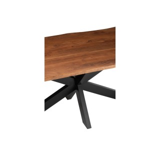 Table de salle à manger rectangulaire en bois d'acacia massif et métal noir L200 EDGAR - HELLIN