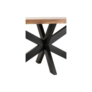 Table de salle à manger ovale en bois d'acacia massif et métal noir L210 EDGAR - HELLIN