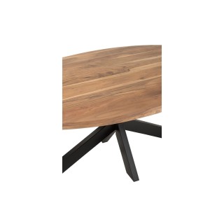 Table de salle à manger ovale en bois d'acacia massif et métal noir L210 EDGAR - HELLIN