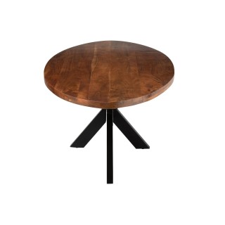 Table de salle à manger ovale en bois d'acacia massif et métal noir L210 EDGAR - HELLIN