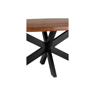 Table de salle à manger ovale en bois d'acacia massif et métal noir L210 EDGAR - HELLIN