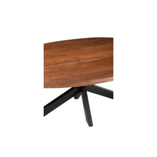 Table de salle à manger ovale en bois d'acacia massif et métal noir L210 EDGAR - HELLIN