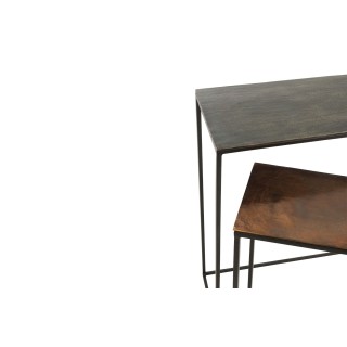 Set de 2 consoles rectangulaires en métal orange rouille/noir L100 BIJAGOS - HELLIN