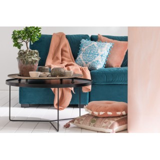 Table basse en bois et métal - Modèle rond et moderne - HELLIN