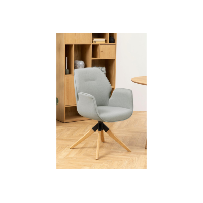 Fauteuil pivotant en tissu et bois / Style scandinave | Hellin