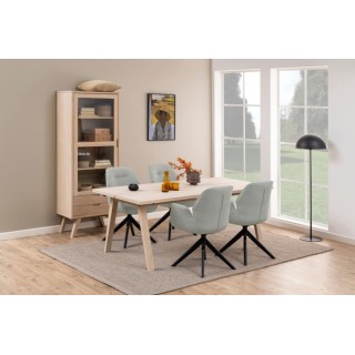 Fauteuil de salle à manger tissu et bois noir - RUBEN