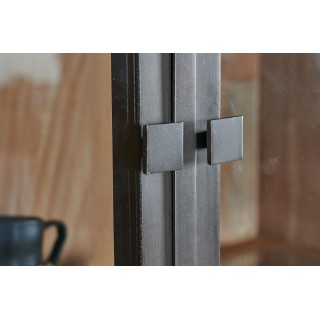 Buffet vaisselier en bois massif avec portes en verre et tiroirs en teck recyclé pour ranger tous vos objets